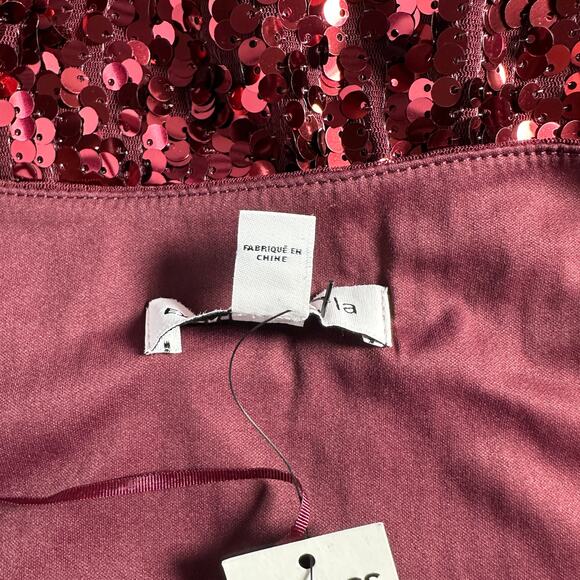 Express X Karla Red Sequin Bodycon Midi Dress Size M Spaghetti Strap Sparkly NWT - Picture 5 of 8